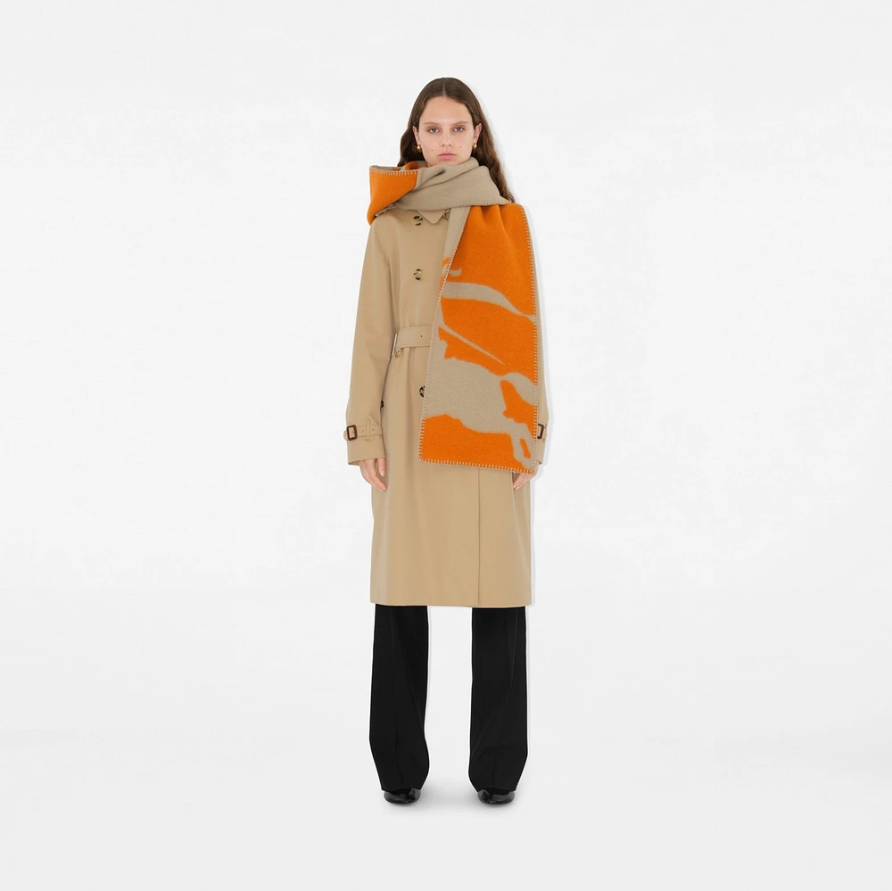 EKD Wool Hooded Scarf in Hunter/pumpkin | Burberry® Official