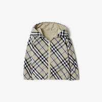 Reversible Check Cotton Blend Jacket in Lichen | Burberry® Official