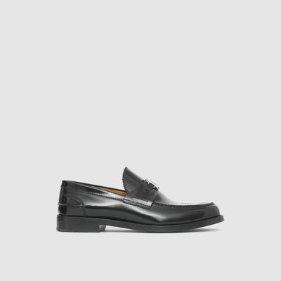 Monogram Motif Leather Loafers Black - Men | Burberry® Official