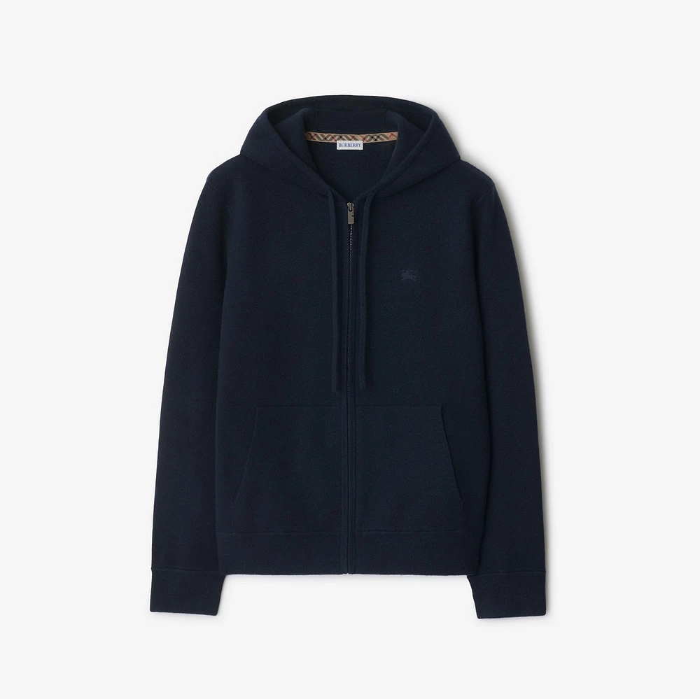 Cashmere Blend Zip Hoodie in Navy - Men | Burberry® Official