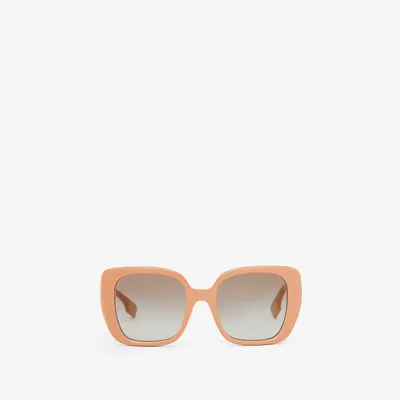 Monogram Motif Oversized Square Frame Lola Sunglasses in Biscuit Beige - Women | Burberry® Official