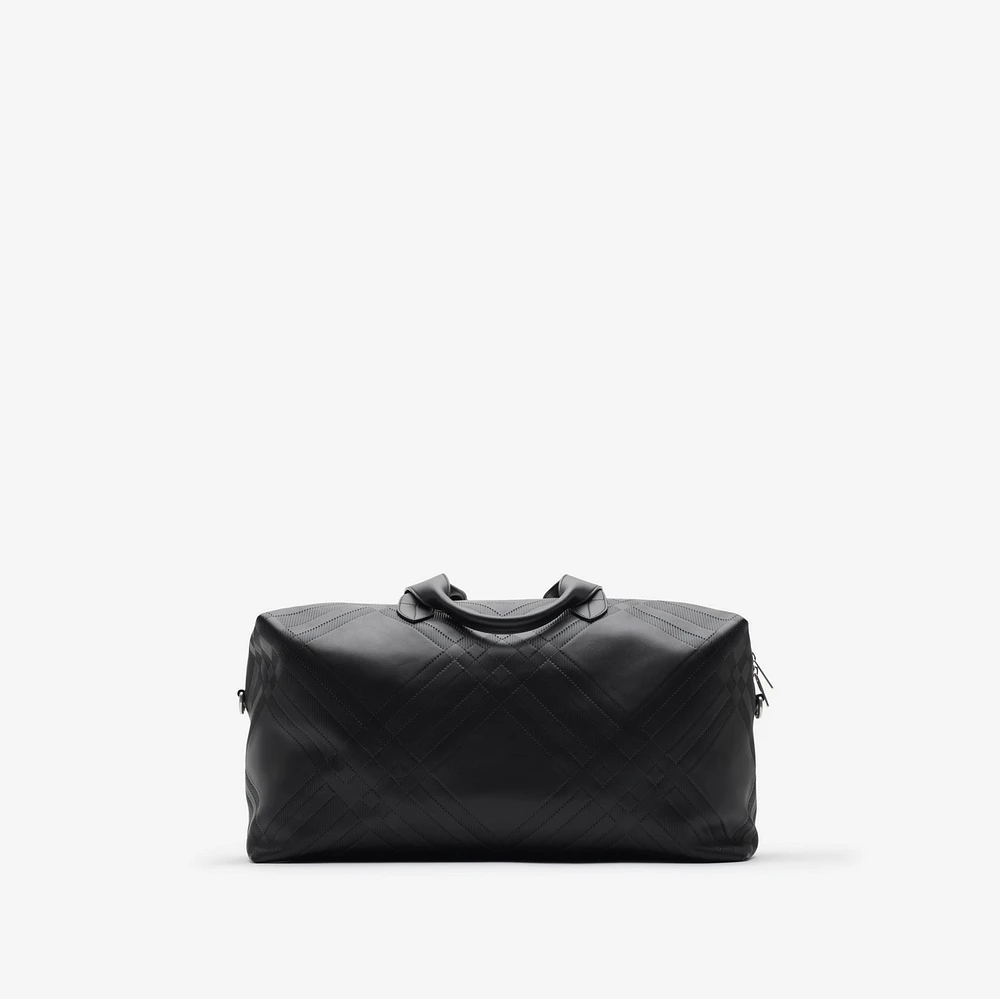 Embossed Check Duffle Bag in Black - Men | Burberry® Official