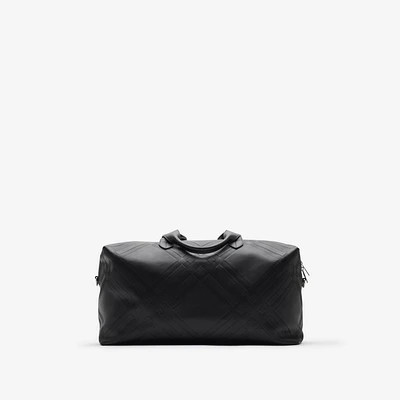 Embossed Check Duffle Bag in Black - Men | Burberry® Official