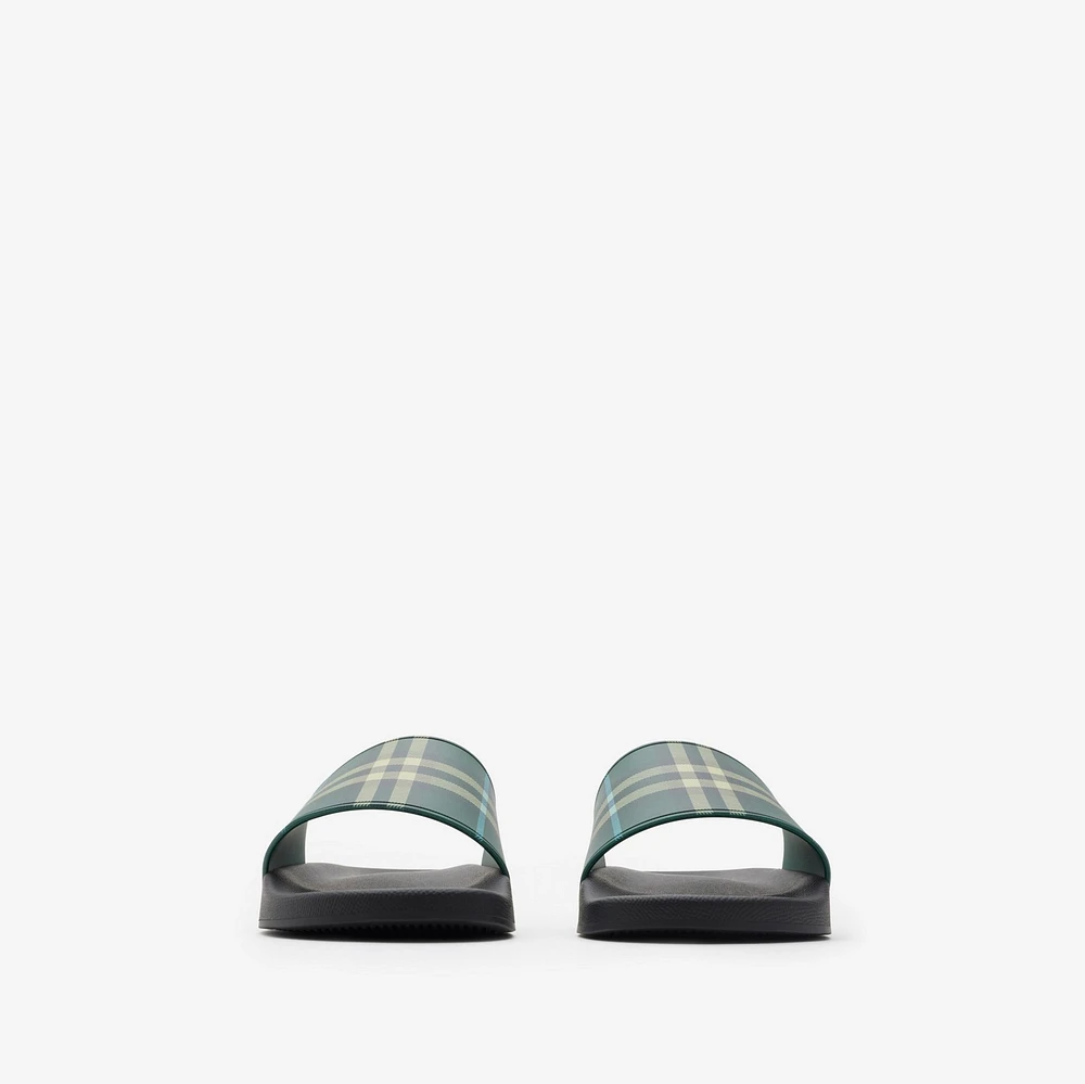 Check Slides in Leaf - Men, Technical | Burberry® Official
