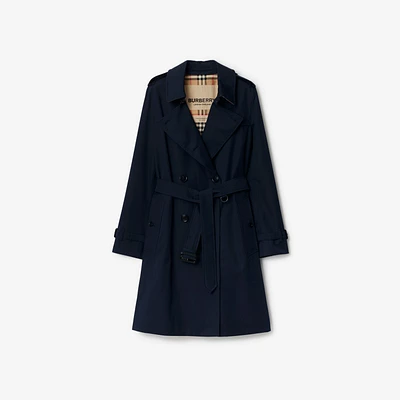Mid-length Kensington Heritage Trench Coat in Coal blue - Women, Cotton Gabardine | Burberry® Official