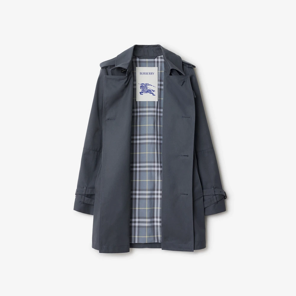 Short Cotton Blend Trench Coat in Magnet - Women, Tropical Gabardine | Burberry® Official