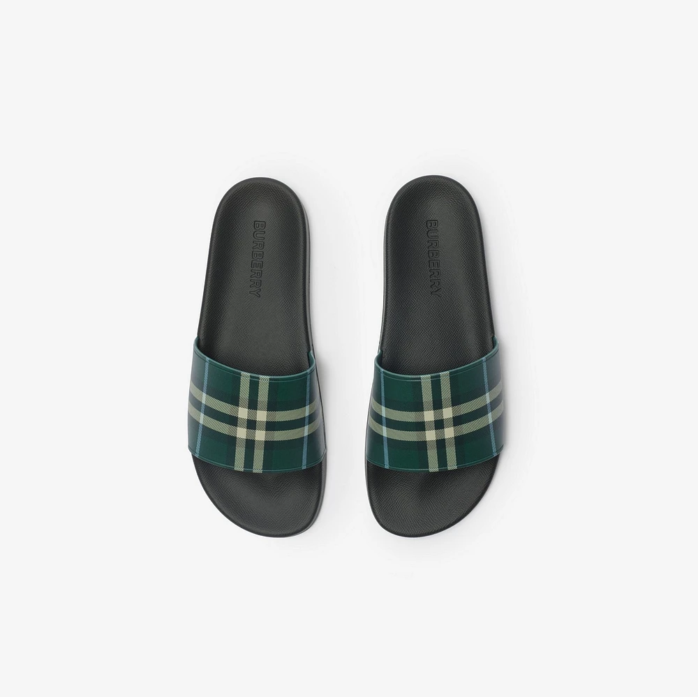 Check Slides in Leaf - Men, Technical | Burberry® Official