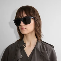 Embossed Check Square Sunglasses in Black - Men | Burberry® Official