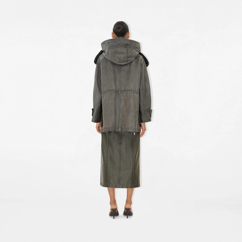 Bleached Cotton Parka in Oil - Women | Burberry® Official