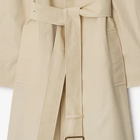 Long Highgrove Gabardine Car Coat in Nutmeg - Women, Cotton | Burberry® Official
