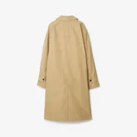 Long Cotton Blend Car Coat in Flax - Women, Cotton Gabardine | Burberry® Official