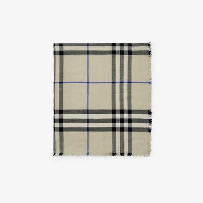 Wide Check Wool Scarf in Lichen | Burberry® Official
