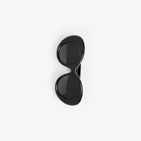 Monogram Motif Oversized Round Frame Lola Sunglasses in Black/black - Women | Burberry® Official