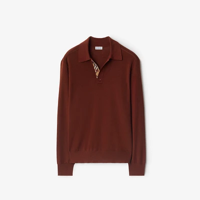 Long-sleeve Wool Polo Shirt in Box red - Men | Burberry® Official