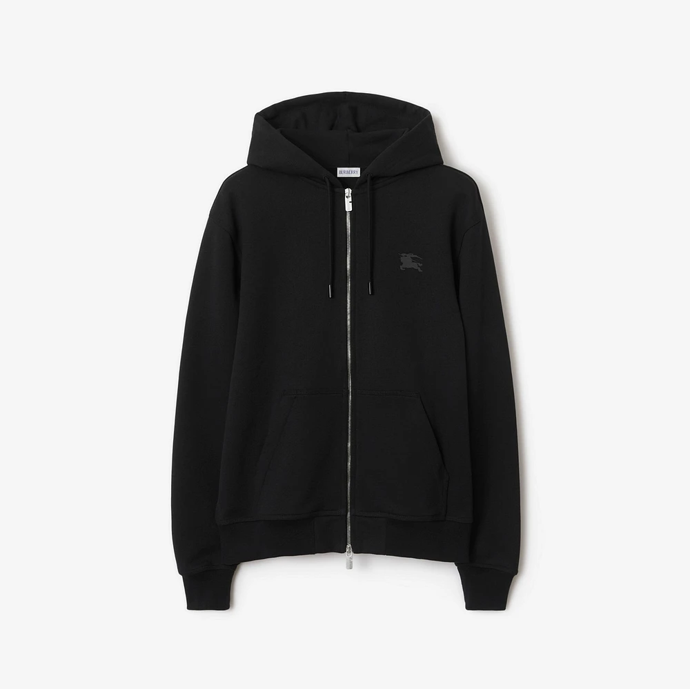 EKD Badge Cotton Zip Hoodie in Black - Men | Burberry® Official