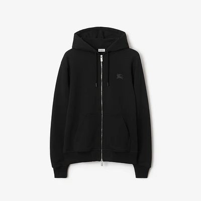 EKD Badge Cotton Zip Hoodie in Black - Men | Burberry® Official