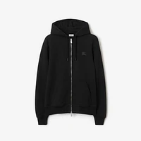 EKD Badge Cotton Zip Hoodie in Black - Men | Burberry® Official