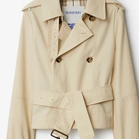 Cropped Cotton Blend Trench Jacket in Alpine - Women, Tropical Gabardine | Burberry® Official
