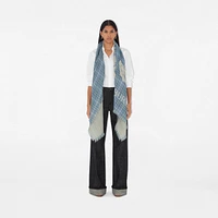 Wide EKD Check Wool Scarf in Pewter | Burberry® Official