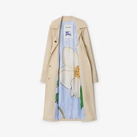 Long Highgrove Gabardine Car Coat in Nutmeg - Women, Cotton | Burberry® Official