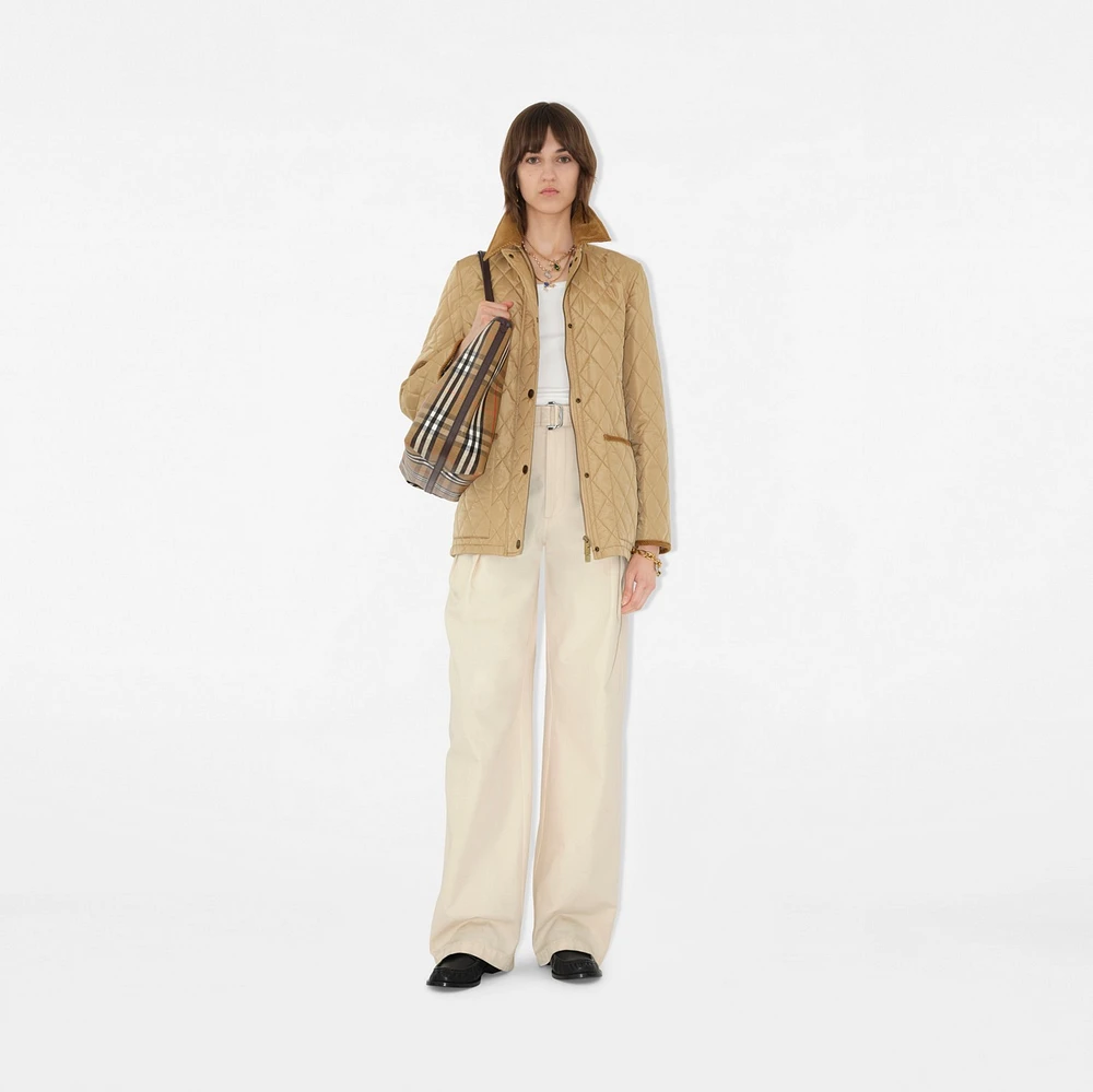 Quilted Nylon Barn Jacket in Flax/sand - Women | Burberry® Official