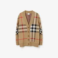 Check Wool Blend Cardigan in Archive beige - Women | Burberry® Official