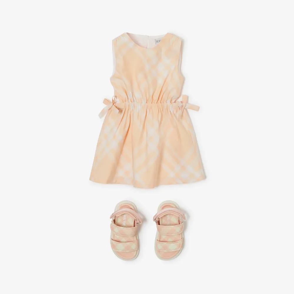 Check Cotton Dress in Pastel peach | Burberry® Official