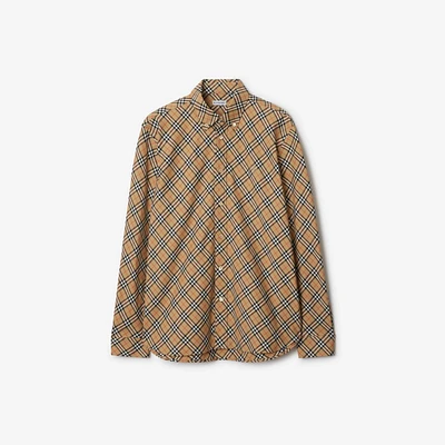 Regular Fit Check Cotton Shirt in Sand - Men | Burberry® Official