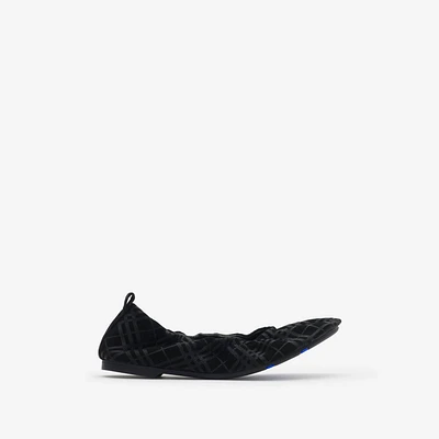 Check Suede Baby Ballerinas​ in Black - Women, Leather | Burberry® Official