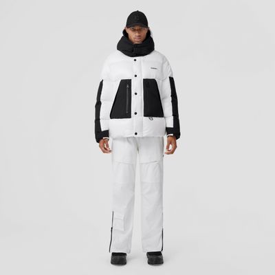 Logo Print Nylon Oversized Hooded Puffer Jacket Optic White - Men | Burberry® Official