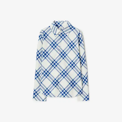 Check Cotton Flannel Shirt in Salt - Women | Burberry® Official