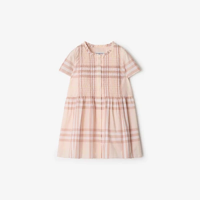 Check Cotton Dress in Shell | Burberry® Official