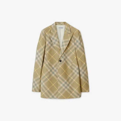 Check Wool Tailored Jacket in Flax - Women | Burberry® Official