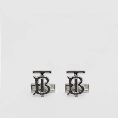 Logo Detail Palladium-plated Tie Bar in Palladium/black - Men | Burberry®  Official