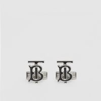 Monogram Motif Enamel and Palladium-plated Cufflinks in Black/palladium - Men | Burberry® Official