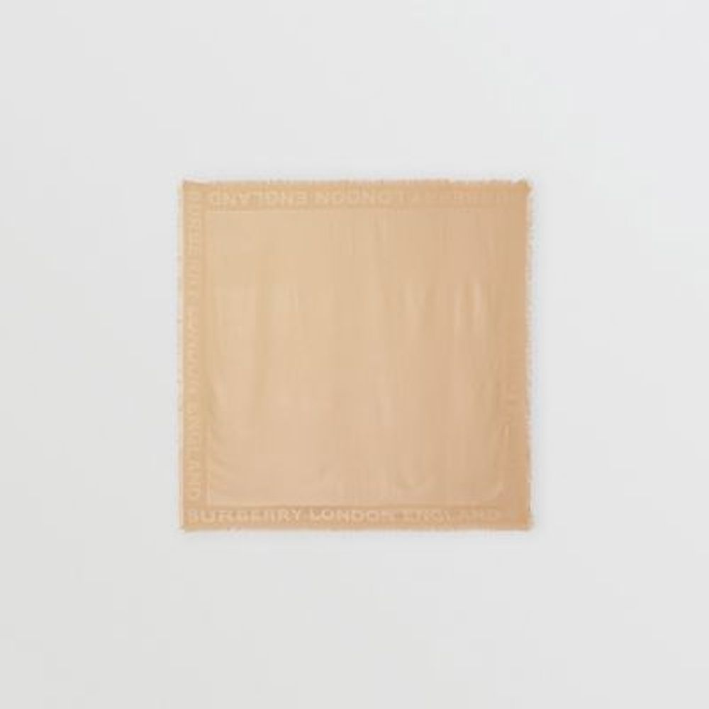 Monogram Silk Wool Jacquard Large Square Scarf in Honey | Burberry United States