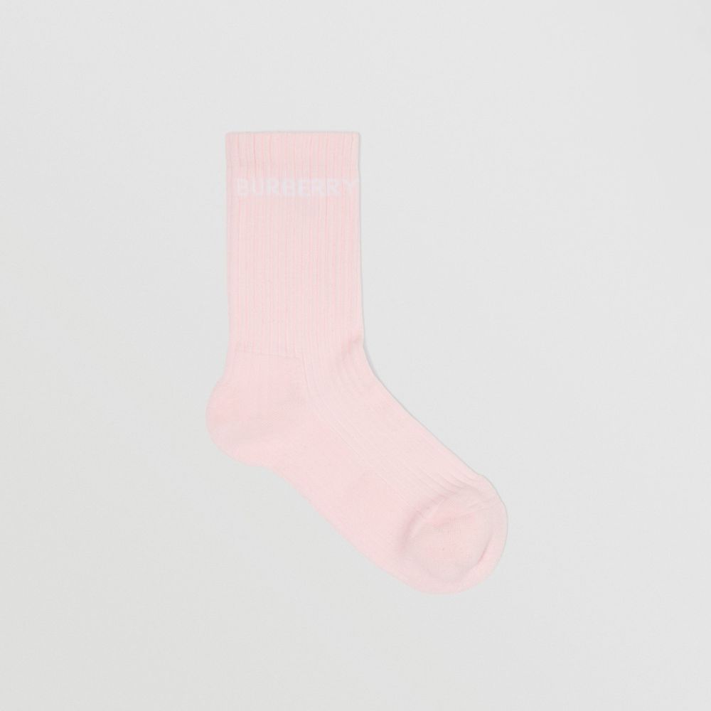 Logo Intarsia Technical Stretch Cotton Socks Pale Candy Pink | Burberry® Official
