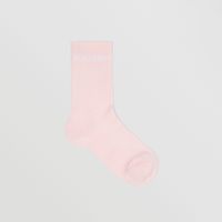 Logo Intarsia Technical Stretch Cotton Socks Pale Candy Pink | Burberry® Official