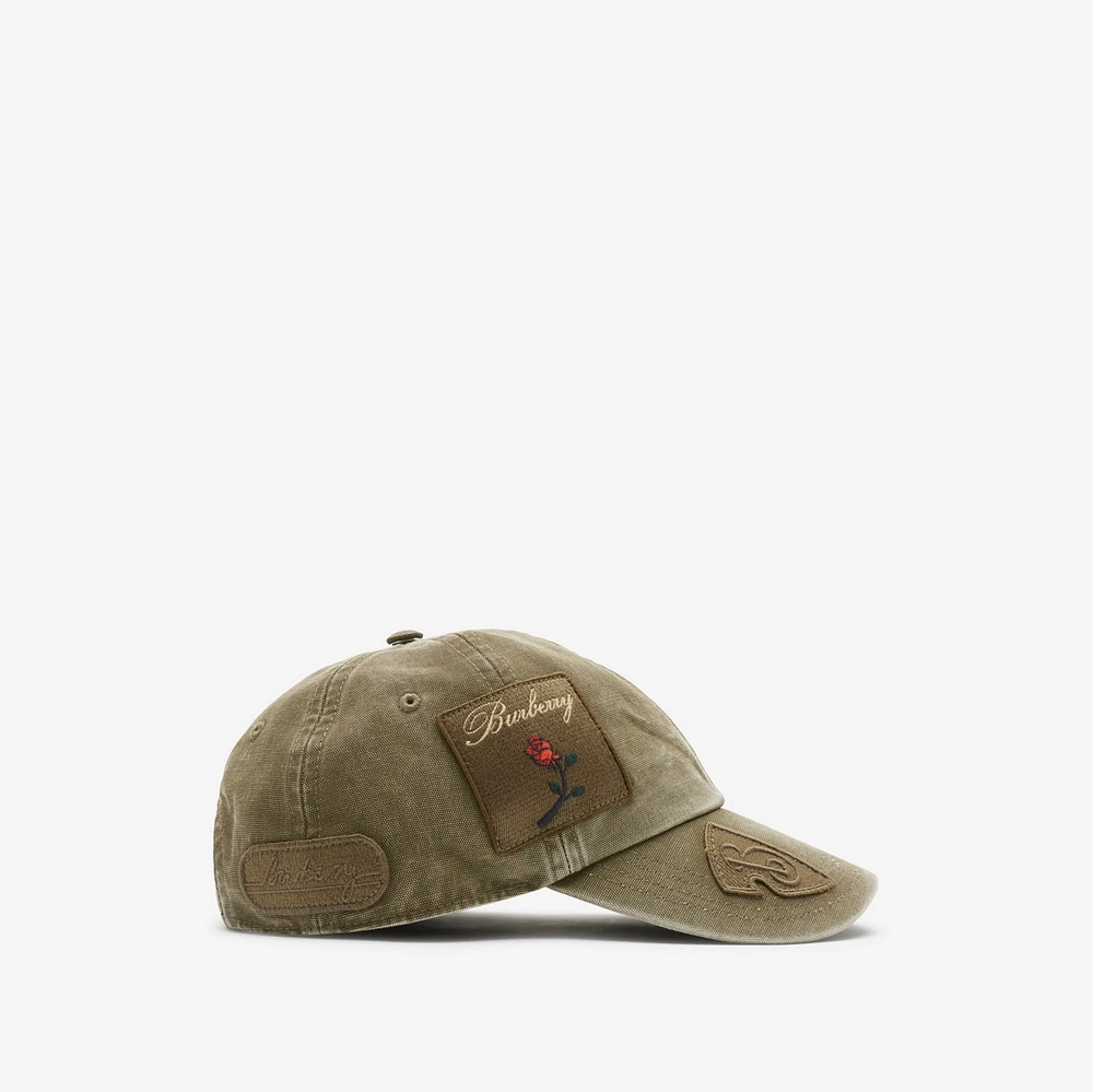 Badge Cotton Baseball Cap in Khaki - Men | Burberry® Official