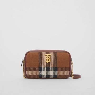Knitted Check Small Lola Camera Bag in Birch Brown - Women | Burberry® Official