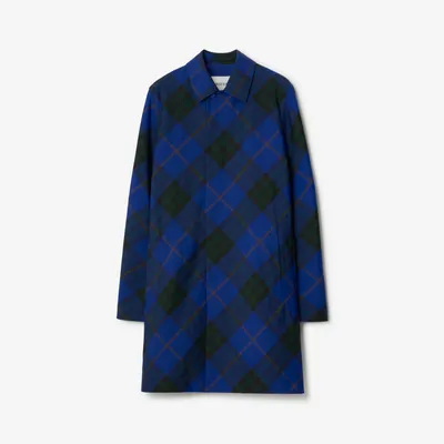 Mid-length Check Car Coat in Knight - Men | Burberry® Official