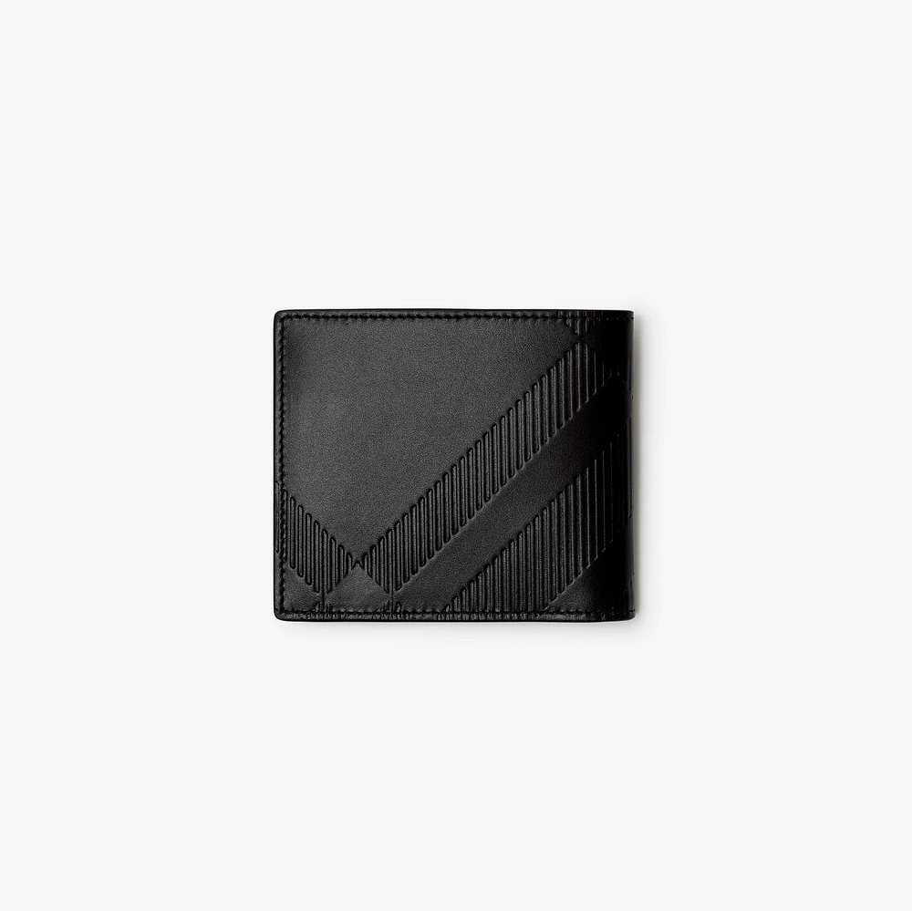 Embossed Check Bifold Coin Wallet in Black - Men | Burberry® Official