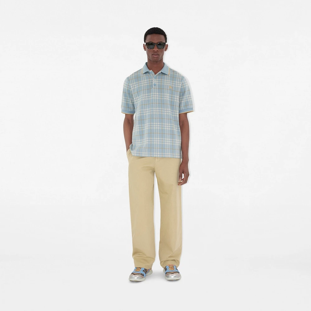 Check Cotton Polo Shirt in Fog - Men | Burberry® Official