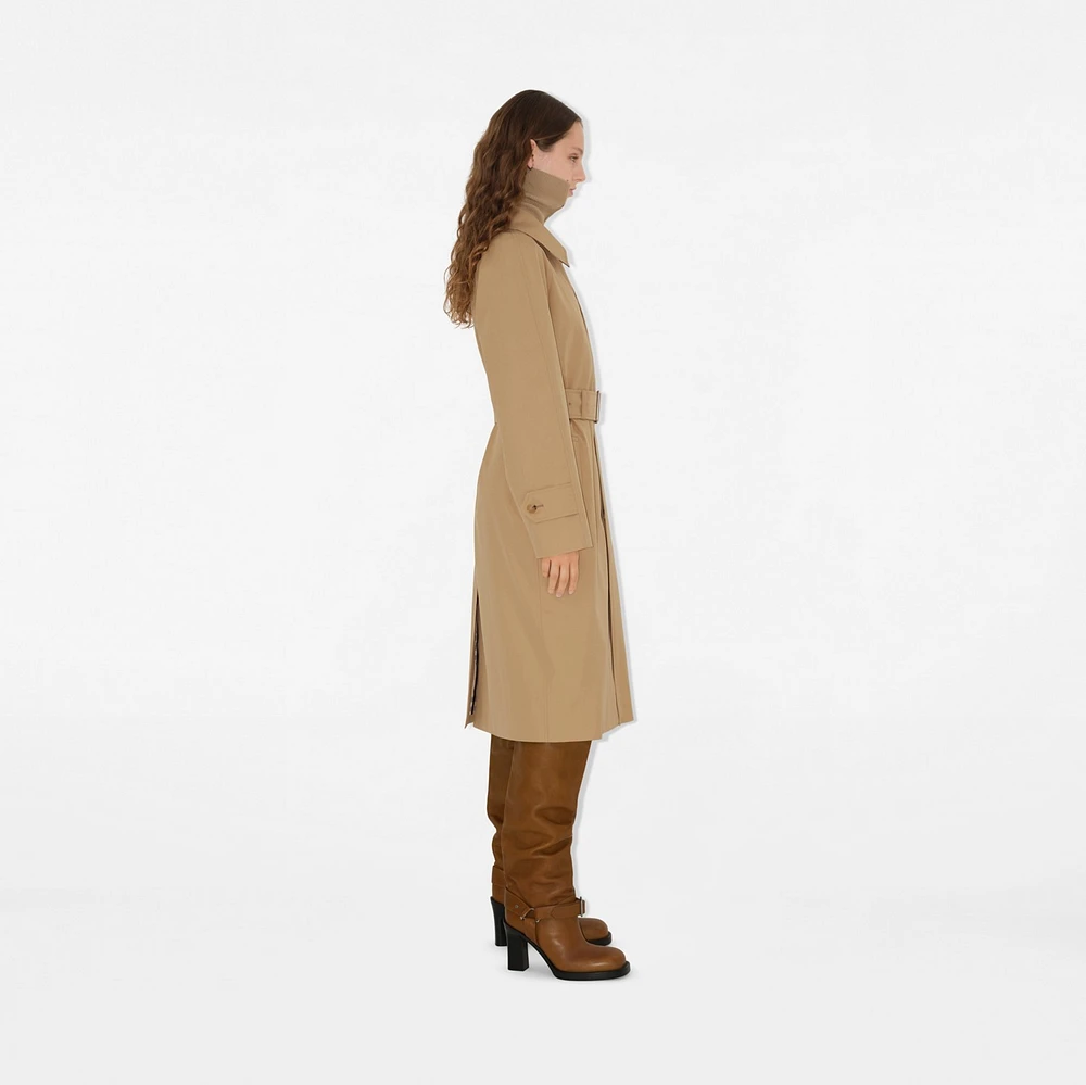 Long Gabardine Car Coat in Flax - Women, Cotton | Burberry® Official