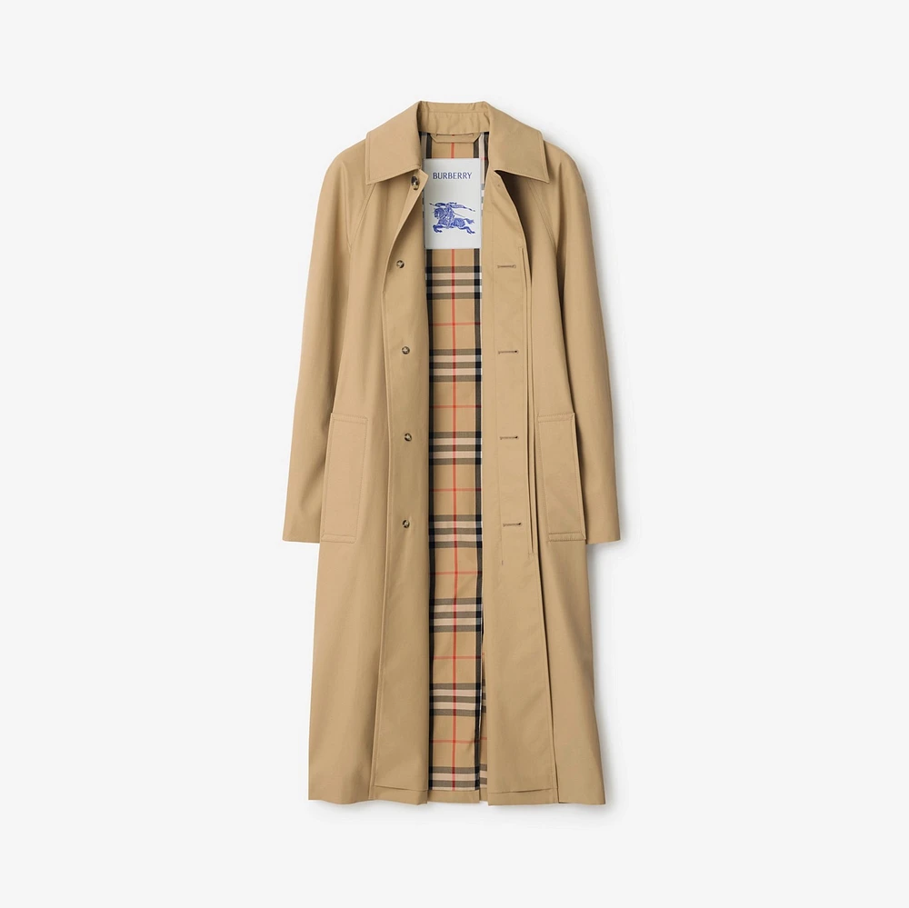 Long Gabardine Car Coat in Flax - Women, Cotton | Burberry® Official