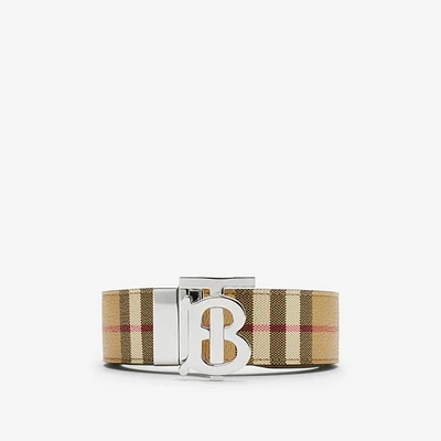 Reversible Check TB Belt in Archive beige/silver - Men | Burberry® Official
