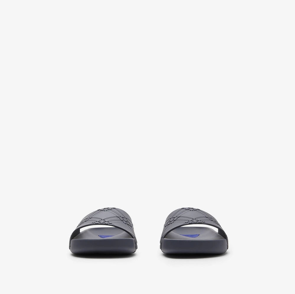 Embossed Check Dive Slides in Magnet - Men, Technical | Burberry® Official