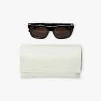 Embossed Check Square Sunglasses in Tortoiseshell - Men | Burberry® Official