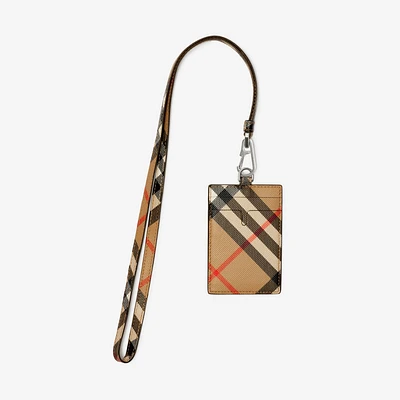 Check Lanyard Card Case in Sand - Men, Canvas | Burberry® Official