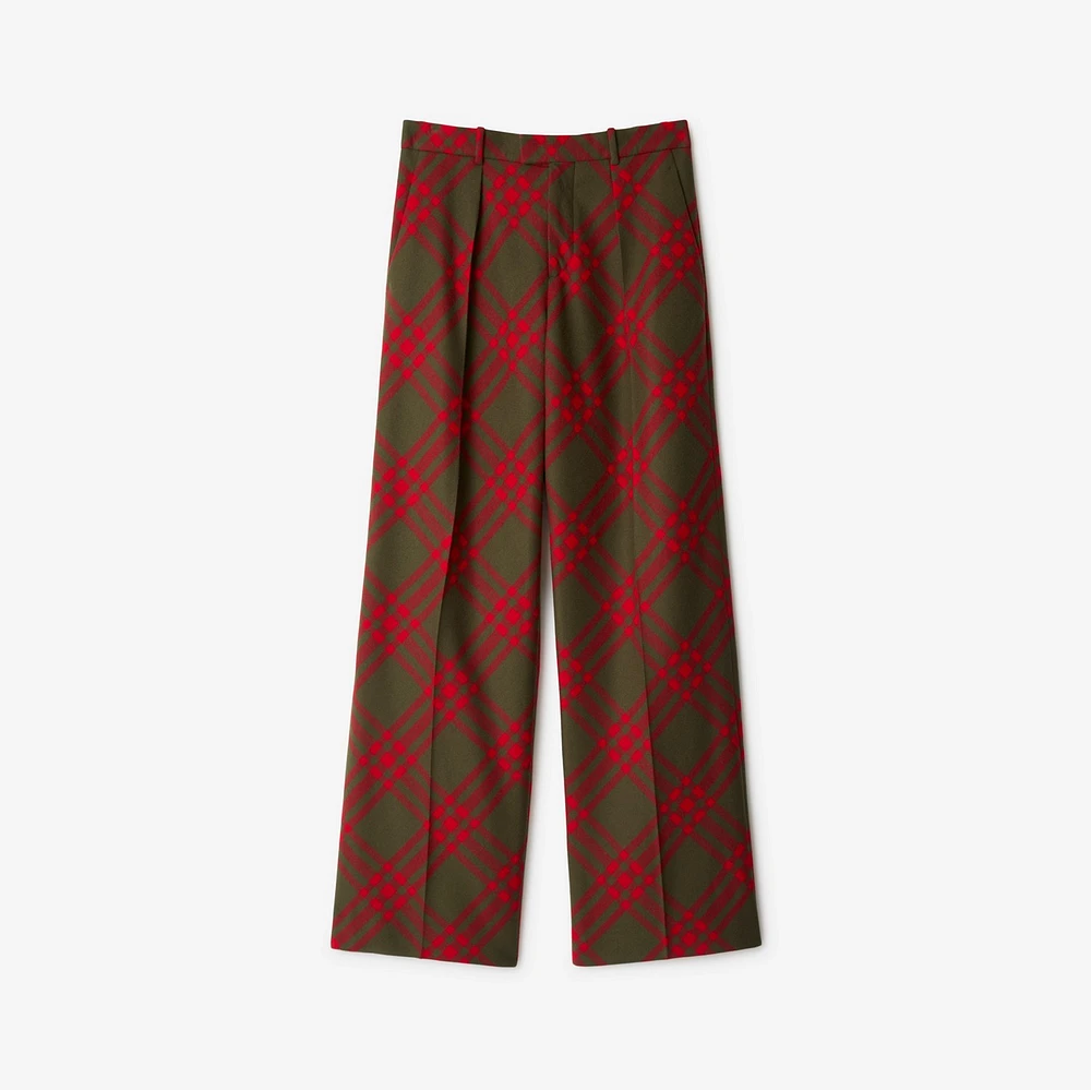 Check Wool Tailored Trousers in Loch - Men | Burberry® Official